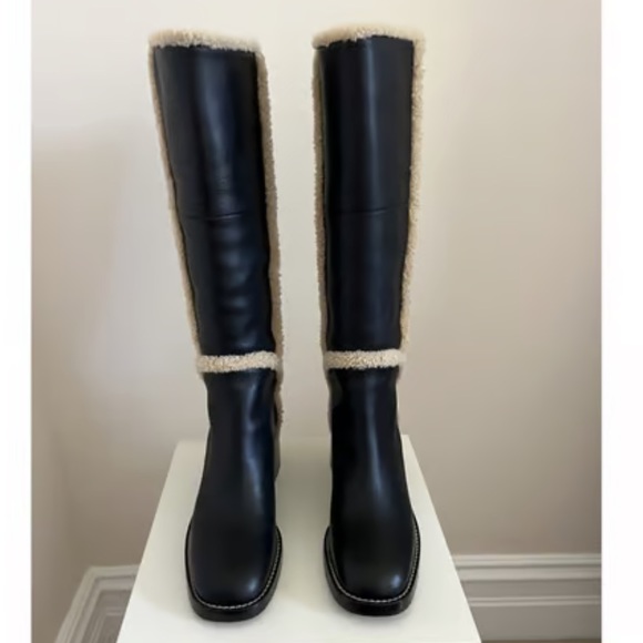 Gucci Shearling Trim Knee High Black Boots 39 ❤️💚 - Picture 14 of 16